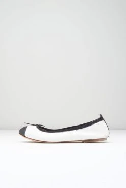 Deals ✨ BLOCHSTORE-US Ladies Rigel Ballet Flats White Black Leather 😀