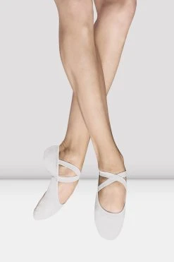 Budget ⌛ BLOCHSTORE-US Ladies Performa Stretch Canvas Ballet 🔔 Shoes White Canvas ❤️