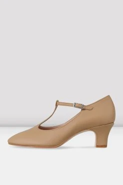 Best reviews of 🛒 BLOCHSTORE-US Ladies Chord T-Strap 2 Inch Heel Character 🔥 Shoes Tan Leather ⌛