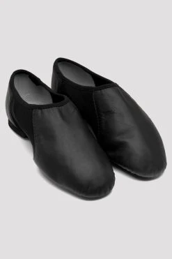 Outlet 🎁 BLOCHSTORE-US Ladies Neo-Flex Slip On Leather Jazz Shoes Black Leather 🛒 -Adultes Dance Store S0495L BLK 07