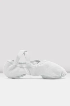 Budget ❤️ BLOCHSTORE-US Mens Synchrony Stretch Canvas Ballet 🎉 Shoes White Canvas ⭐