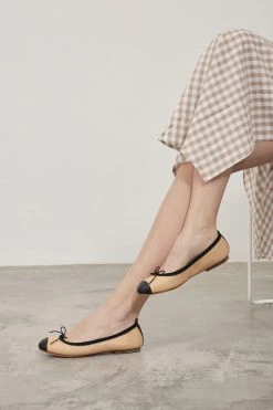 Flash Sale 😍 BLOCHSTORE-US Ladies Rigel Ballet Flats Capuccino Black Leather 👍